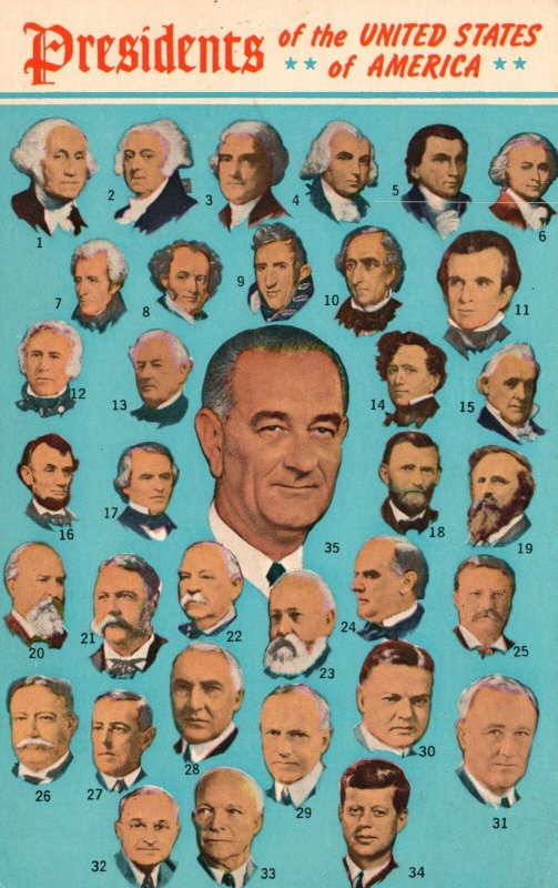 Vintage Postcard 1956 Head Face of Presidents of The United States of America