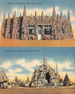 LEMMON South Dakota SD  MUSEUM & CASTLE Petrified Wood Park *2* c1940s Postcards