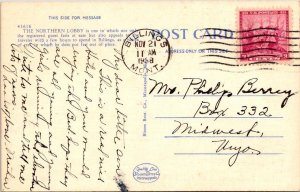 2~Linen Postcards BILLINGS, MT Montana NORTHERN HOTEL & LOBBY Corner Drug Store