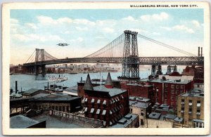 VINTAGE POSTCARD THE WILLIAMSBURG BRIDGE & FOUNDRY AT NEW YORK CITY c. 1920