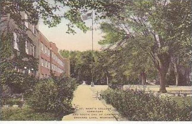 Michigan Orchard Lake St Marys College Dormitory and South End of Campus Hand...