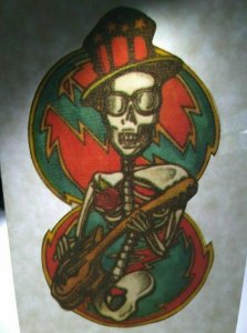 Grateful Dead Car Window Decal Skeleton Rocking Out Guitar Vintage Original 1990 