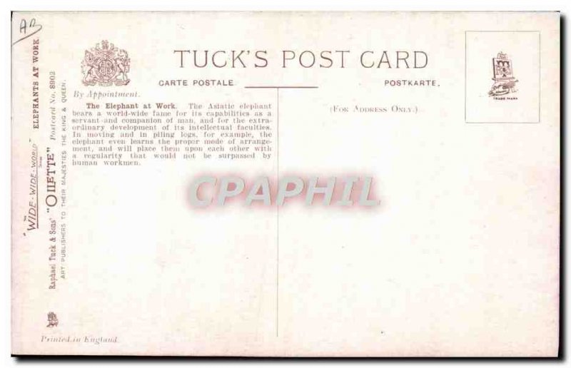 Postcard Old Elephant at work