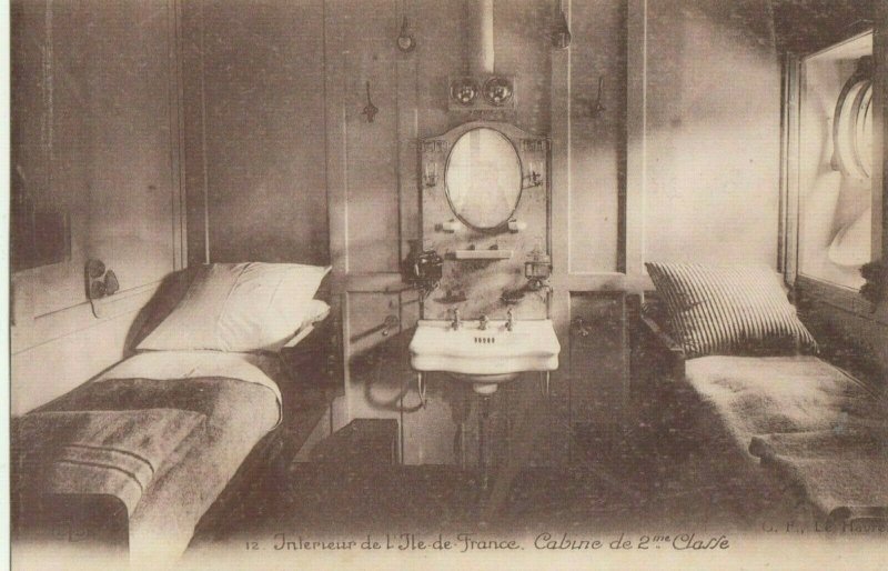 Ocean Liner Ile de France 1900-10s Cabine de 2me Class