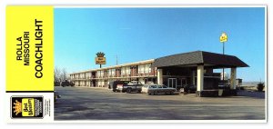 Best Western Coachlight Rolla Missouri Panoramic View Postcard Motel Old Cars