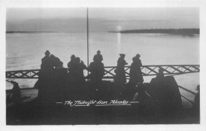 RPPC THE MIDNIGHT SUN ALASKA COLORIZED REAL PHOTO POSTCARD (c. 1940s)