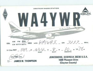 Pre-1980 RADIO CARD - CB HAM OR QSL Jonesboro - Near Atlanta Georgia GA AH2513