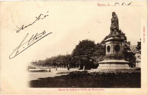 CPA REIMS - Statue de Colbert et l'Allée des Marronniers (491500)