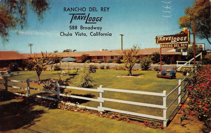 CHULA VISTA, CA California  RANCHO DEL REY TRAVELODGE MOTEL  Roadside  Postcard