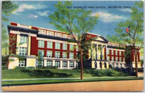 East Waterloo High School Waterloo Iowa IA Campus Building Postcard