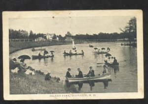 MAYVILLE NORTH DAKOTA ND ISLAND PARK BOATING BOATS VINTAGE POSTCARD