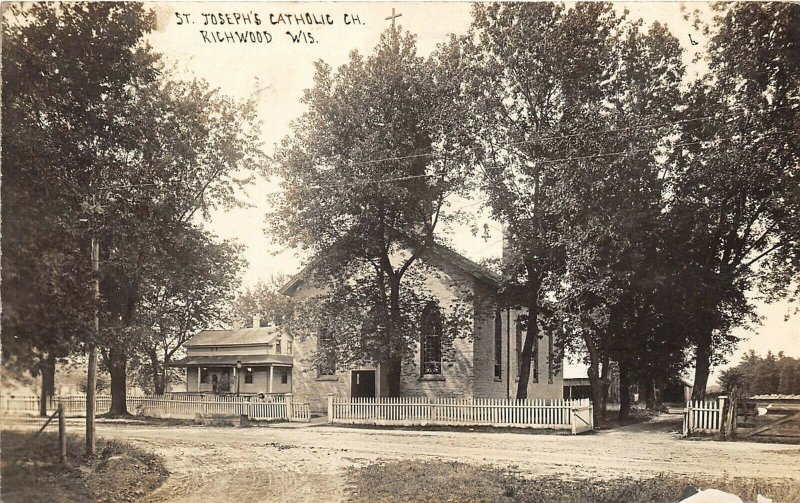 Richwood Wisconsin 1911 RPPC Real Photo Postcard St. Joseph's Catholic Church 