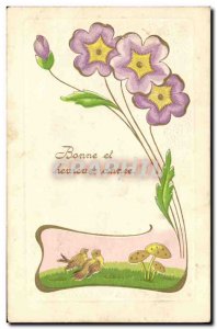 Old Postcard Fantasy Flowers Mushrooms