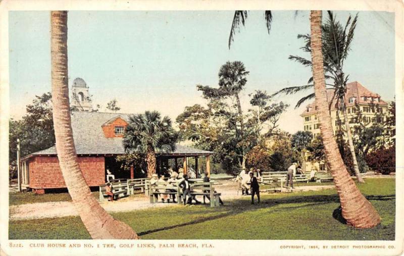 Palm Beach Florida Golf Links Club House Detroit Pub Antique Postcard K102636