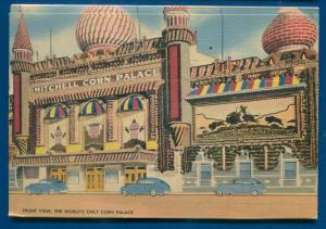 Worlds only Corn Palace Mitchell South Dakota sd linen postcard folder