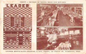 Marietta Ohio Leader Restaurant Interior Exterior Postcard JI657740