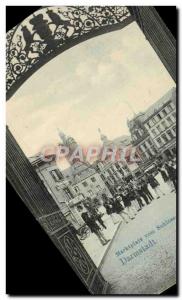 Old Postcard Darmstadt Marktplatz vom Schloss Portal