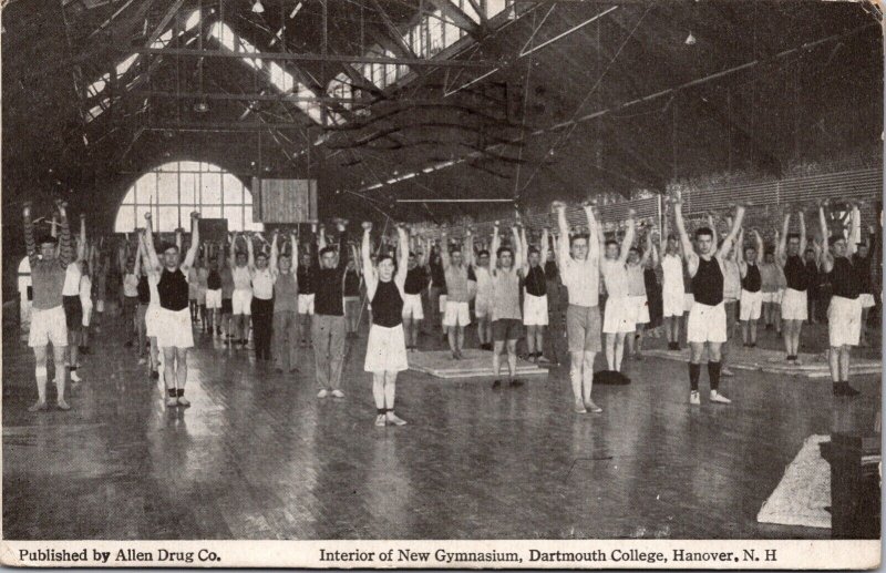 Postcard Interior of Gymnasium at Dartmouth College in Hanover, New Hampshire