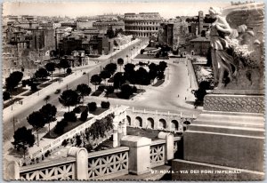 Roma Via Dei Fori Imperial Rome Italy Real Photo RPPC Postcard