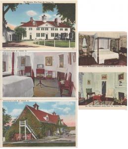 (4 cards) Mansion and Other Views - Mount Vernon VA, Virginia - Linen