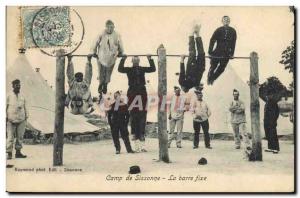 Old Postcard Army camp Sissonne The horizontal bar