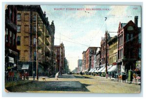 1908 View Of Walnut Street West Des Moines Iowa IA Posted Antique Postcard 