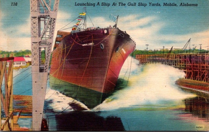 Alabama Mobile Launching A Ship At The Gulf Ship Yards