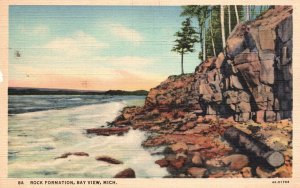 Vintage Postcard Rock Formation Attraction Bay View Michigan Mrs. A.G. Cook Pub.