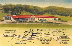 Cielo Rancho Motel US Highway 101 San Rafael California linen postcard