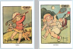 2 Repro Postcards GRACE DRAYTON Children GOLF & TENNIS Scenes 1986 ~ 4x6