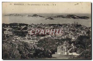 Old Postcard Marseille Panoramic view and the Islands