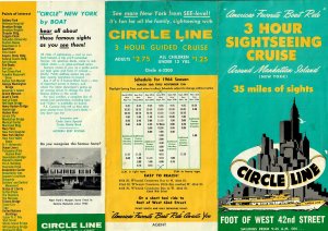 Vintage 1964 Circle Line 3 Hour Boat Cruise Around Manhattan Island Brochure NY