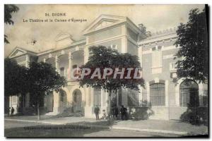 Old Postcard Digne The Bank Theater and Caisse d & # 39Epargne