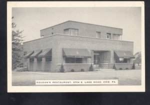 ERIE PENNSYLVANIA PA. SOUDAR'S RESTAURANT ADVERTISING VINTAGE POSTCARD