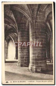 Old Postcard Mont St Michel L & # 39Abbaye Crypt large pillars