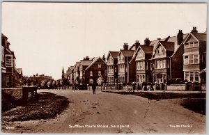 Sutton Park Road Seaford Early Edwardian Homes Streetscape RPPC Postcard H80