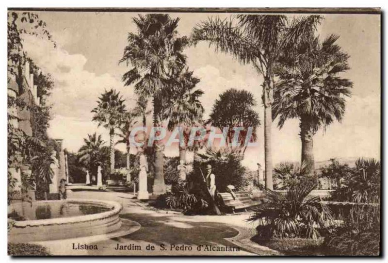 Postcard Old Lisboa Garden of Pedro S & # 39Aicantara