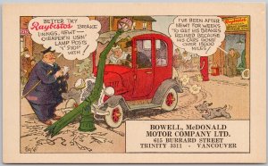 Vancouver BC Bowell McDonald Motor Company Ltd Advertising Postcard H73