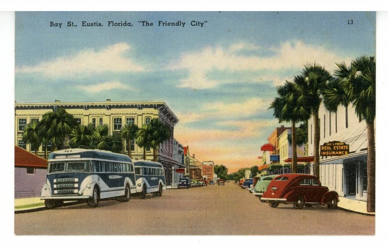 FL - Eustis. Greyhound Buses on Bay Street