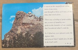 VINTAGE UNUSED  POSTCARD  MT. RUSHMORE, BLACK HILLS, SOUTH DAKOTA