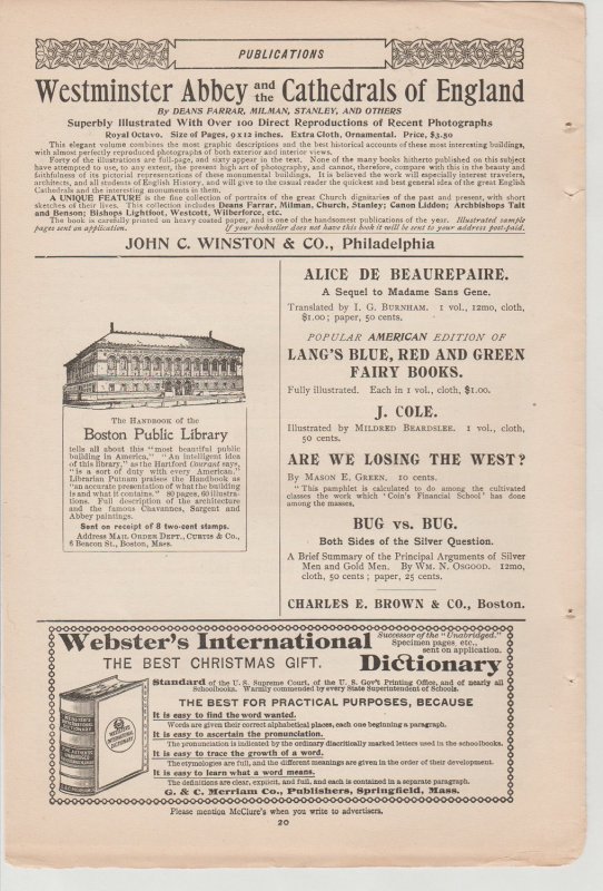 1895 Print Ad Boston Public Library Handbook~Curtis & Co~6 Beacon St~Boston