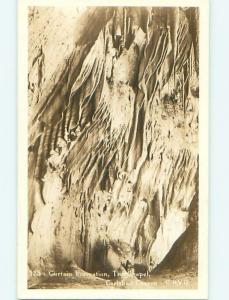 Pre-1942 rppc CAVERNS - CURTAIN FORMATION AT CHAPEL Carlsbad New Mexico NM t2773