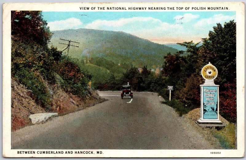 1928 National Highway Polish Mountain Hancock Maryland Entrance Posted Postcard