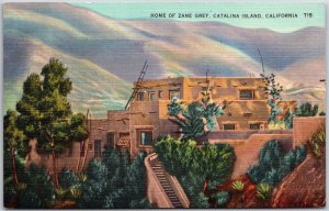 Home Of Zane Grey Catalina Island California CA Mountain in Background Postcard