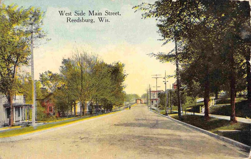 West SIde Main Street Reedsburg Wisconsin 1913 postcard 