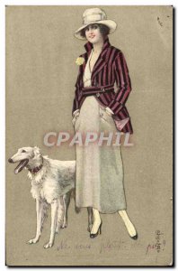 Postcard Dog Dogs Old Woman