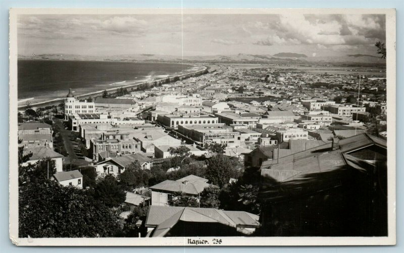 Postcard New Zealand Napier Aerial View of City RPPC c1930s Real Photo AD6