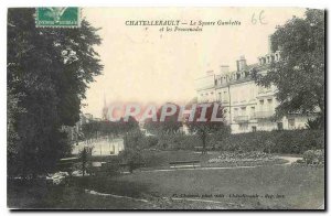 Old Postcard Chateallerault Gambetta Square and Walks