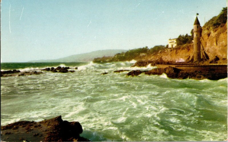 VTG Chrome Laguna Beach California Cliffs Overlooking Pacific Ocean Surf