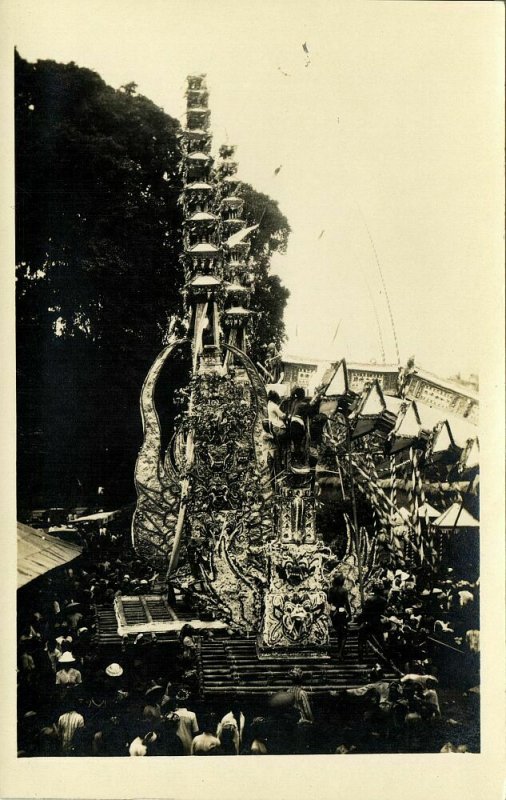 indonesia, BALI, Funeral Tower (1920s) RPPC Postcard 